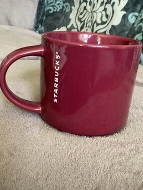 Starbucks Maroon Ceramic Mug with Vertical Logo